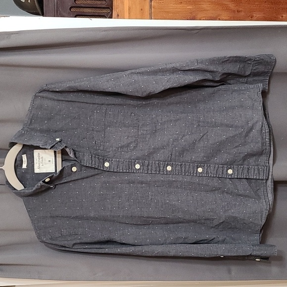 Abercrombie & Fitch Mens Button Down Shirt Muscle Longsleeve Dark Gray Sz M EUC - Picture 1 of 12